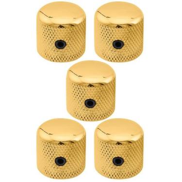 Imagem de Kit Com 05 Knobs Metal Para Guitarra e Contra Baixo Com Parafuso Doura