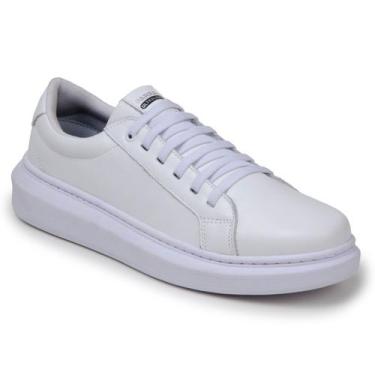 Imagem de Tênis Masculino Casual Branco Em Couro Legítimo Leve Macio - Parra Boo