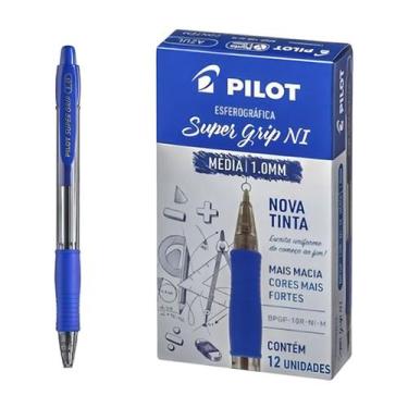 Imagem de Caneta Super Grip Bp-10r-M 1.0 Pilot 12 Unidades, Azul