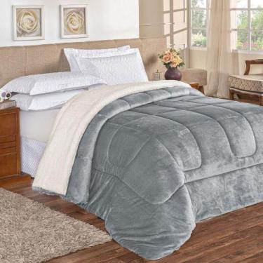 Imagem de Coberdrom Apollo King Sherpa + Manta Flannel 1 Peça Cinza - CASA SCARP