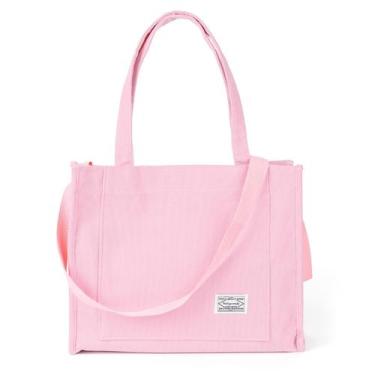 Imagem de Sacola Vintage Valleycomfy - Veludo Cotelê Rosa para Mulheres