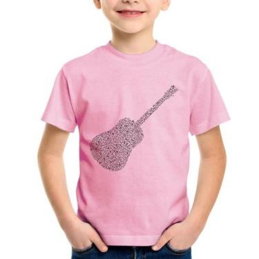 Imagem de Camiseta Infantil Violão Notas Musicais - Foca na Moda, Rosa bebê, 14