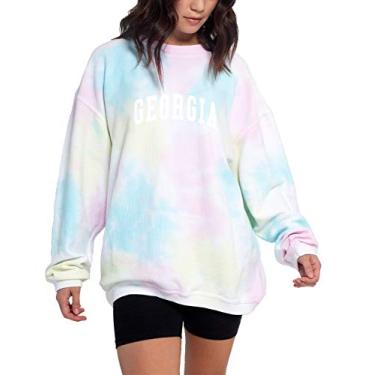 Imagem de chicka-d NCAA Georgia Bulldogs Camiseta feminina tie dye com cordão, cor arco-íris, pequena (443_RT_CA)