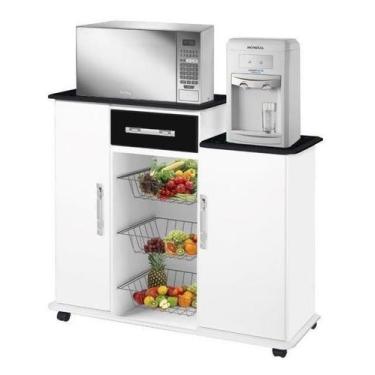 Imagem de Fruteira Balcao Orq 02 Portas Branco / Preto / Marmorizado - PASSE BEM