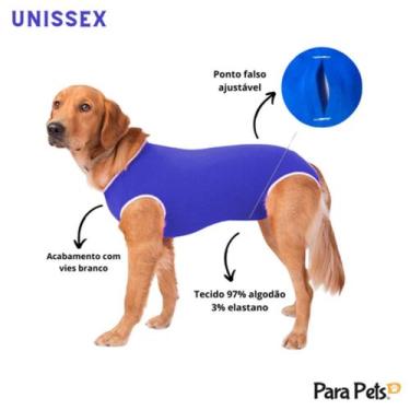 Imagem de Roupa Pós Cirúrgica Com Zíper Macho Castração Cachorro Pet - PARA PETS