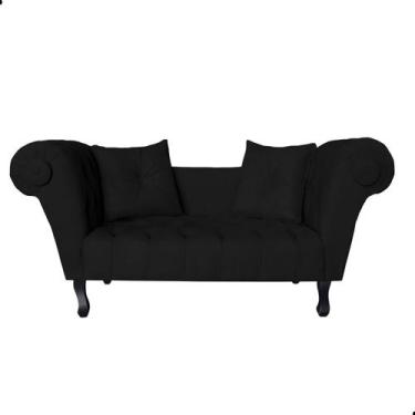 Imagem de Recamier Sofá Divã Namoradeira Dubai Suede - Fina Mobília, Preto