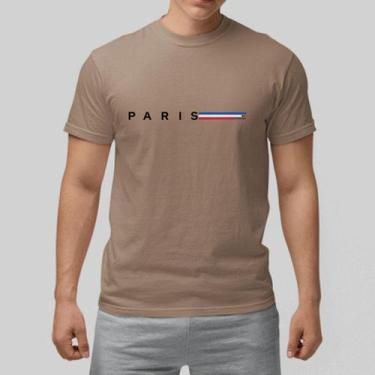 Imagem de Camiseta Masculina Algodão Premium Paris 02 - Cwb, Caqui, G, Masculino
