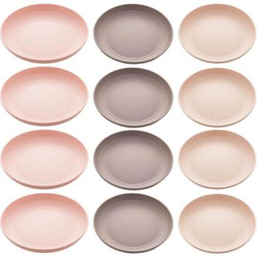 Imagem de Conjunto de 12 Pratos Bambu Lyor Raso 27cm Coloridos Bandejas para Ser