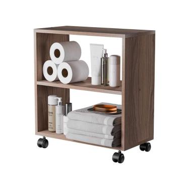 Imagem de Gabinete Organizador para Banheiro com Rodinhas 50cm Nogal