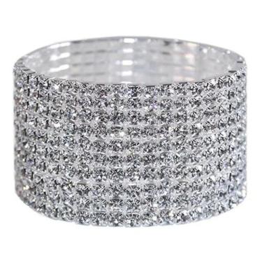 Imagem de Pulseira Prata Noiva Casamento 9 Voltas Festa Strass Pul-07 - Milly O 