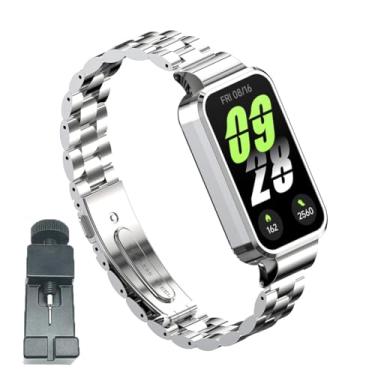 Imagem de T-BLUER Pulseiras compatíveis com Xiaomi Smart Band 9 Active, pulseira de substituição de metal de aço inoxidável, acessórios para Redmi Band 3