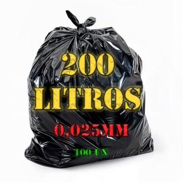 Imagem de Saco De Lixo 200 Litros Uso Moderado Reforçado 100 Unidades Cor Preto 