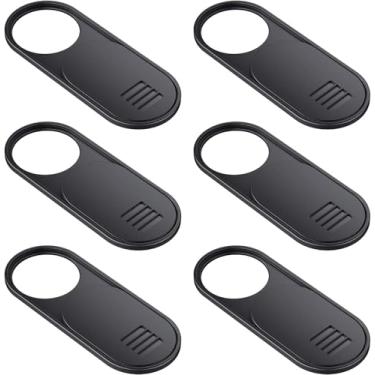 Imagem de Yilador Capa para webcam, capas de câmera web ultrafina de 0,1 cm para laptop, computador, smartphone, Mac, iMac MacBook, capa bloqueadora deslizante protege sua segurança de privacidade (6 x preto