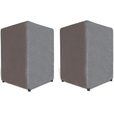 Imagem de Kit 2 Puffs Quadrado - Chumbo Suede 35x35x45cm Bf Colchões
