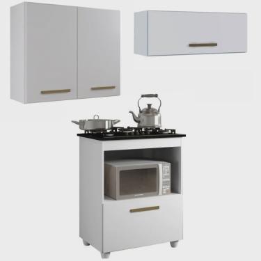Imagem de Conjunto Balcão para Cooktop 1 Porta 1 Nicho 5 Bocas e 2 Armário Aéreo