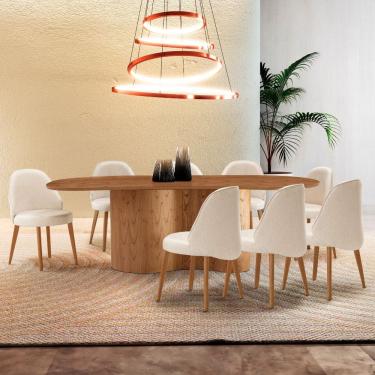 Imagem de Mesa de Jantar Suiça 220cm Madeira Tampo Laminado Orgânico com 8 cadeiras Suiça