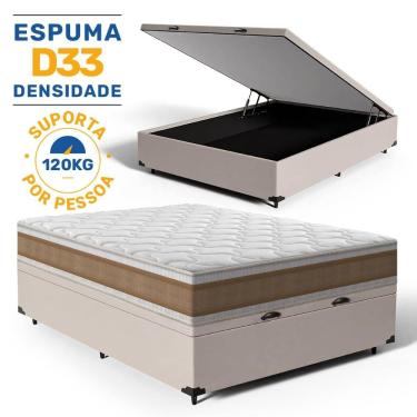 Imagem de Cama Box Baú com Colchão de Espuma D33 Double Face Air Pro Força Anjos Casal 138cm