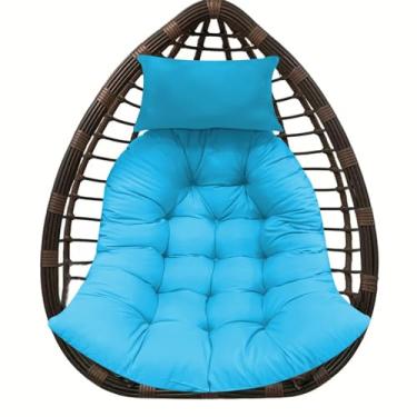 Imagem de BCKNT Almofada de assento de cesta suspensa espessa com encosto de cabeça, almofadas de cadeira de balanço de rede, almofada de cadeira de pátio de ovo macio com algodão PP de alta elasticidade, para