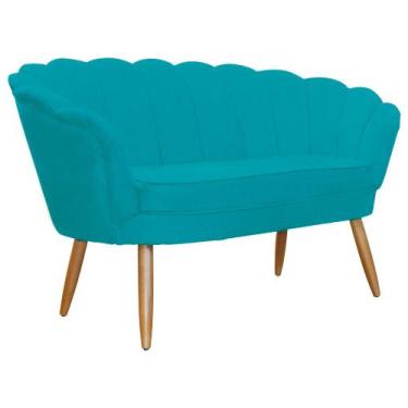 Imagem de Namoradeira Pétala Suede Pés de Madeira - S.A. Móveis - Estopar, Azul 