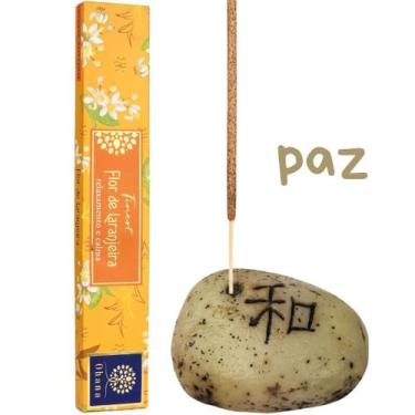 Imagem de Queimador Incensario Porta Incenso Pedra Japonesa Amor Esperança Paz V