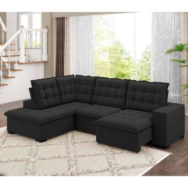 Imagem de Sofá Canto Retrátil e Reclinável Belluno Tamanho 310cm X 220cm Preto