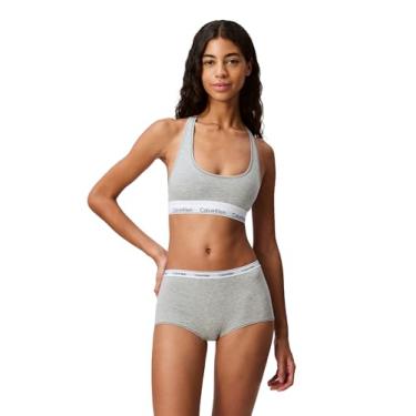 Imagem de Calvin Klein Sutiã feminino moderno de algodão sem forro sem fio, Cinza mesclado, G