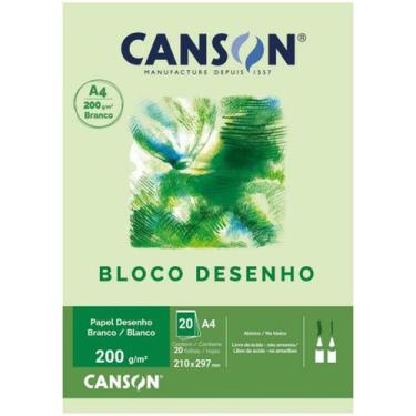 Imagem de Papel Canson bloco para desenho branco A4 200gr, 210mm x 297mm, com 20