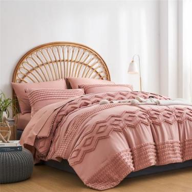 Imagem de Conjunto de edredom KAKIJUMN Blush Pink Tufted Queen Size 7 peças