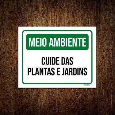 Imagem de Kit 5 Placas Meio Ambiente Cuide Das Plantas E Jardins - Sinalico.Com