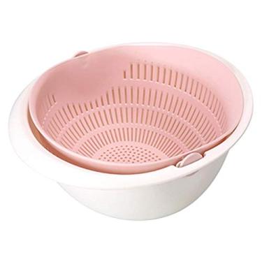 Imagem de Cesta de drenagem de cozinha, tigela de arroz, escorredor, cestos de cozinha, coador de cozinha, macarrão, legumes, frutas, ralo duplo, cesta de armazenamento (cor: B) (A)