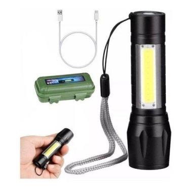 Imagem de Mini Lanterna LED Recarregável Luz Lateral Com Zoom Camping, Trilha, P
