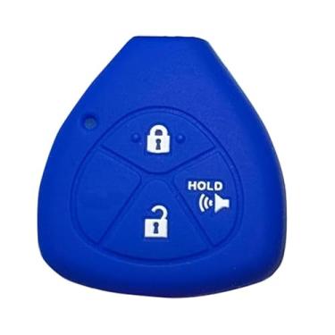 Imagem de Capa de silicone para chaveiro, substituição sem chave com 3 botões para Toyota 4Runner Avensis Matrix RAV4 Yaris Hatchback Sedan 2007-2014, protetor de chave HYQ12BBY (azul)