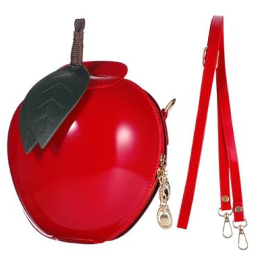 Imagem de Garneck Bolsa carteiro feminina da Apple - linda bolsa tiracolo em forma de maçã vermelha - bolsa vegana exclusiva peculiar acessório de moda para festivais de frutas, vermelha, 19 x 19 x 10 cm,