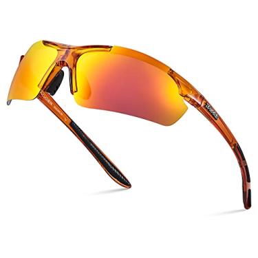 Imagem de Xagger Óculos de sol esportivos polarizados para homens e mulheres, UV400, corrida, beisebol, softball, ciclismo, dirigir, Laranja transparente | Espelhado laranja, one size fits most
