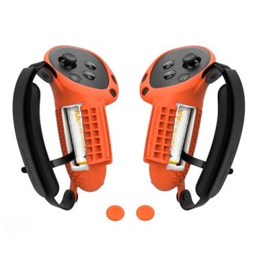 Imagem de SoJumpvr Controller Grips Cover Compatible with Meta Quest 3S/Quest 3 Accessories, Hand Strap with Battery Opening, Knuckle Straps with Widen and Thicken Sponge(Not for Charging Dock) (Orange)