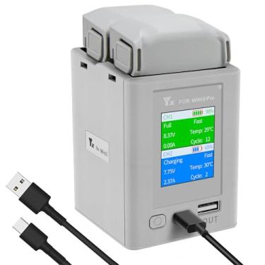 Imagem de Hanatora Carregador de bateria LCD para drone DJI Mini 4 Pro, Mini 3, Mini 3 Pro, hub de carregamento bidirecional, acessórios de duas baterias