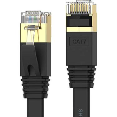 Imagem de Senetem Cabo Ethernet Cat 7 de 100 Pés de Alta Velocidade 10 Gbps 600 Mhz, Cabo Ethernet Longo Blindado, Cabo Lan com Rj45, Patch Cord Plano de Rede de Internet, Fio Lan Rápido para Jogos, Ps5/4/3, Xb