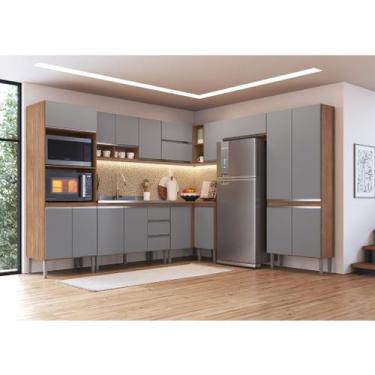 Imagem de Cozinha Modulada Canto 9 Peças Athena Freijó Cinza Megasul - IRM