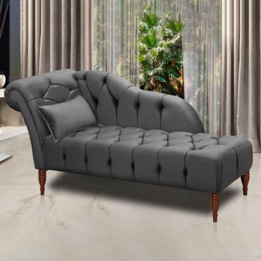 Imagem de Divã Chaise Montreal Veludo 1,60cm Speciale Home Chumbo