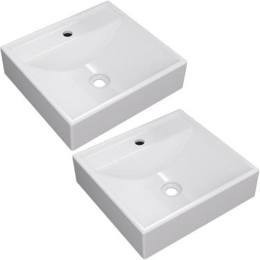 Imagem de Kit 02 Cubas De Apoio Banheiro Lavabo C01 Q39W Branco
