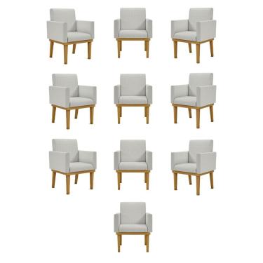 Imagem de Kit 10 Cadeiras Decorativa Reforçada Oferta Balaqui Linho Cor:linho Cinza Claro