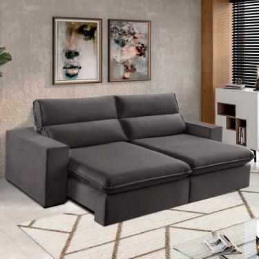 Imagem de Sofá 2 Lugares 190cm Retrátil E Reclinável Free Veludo Cinza