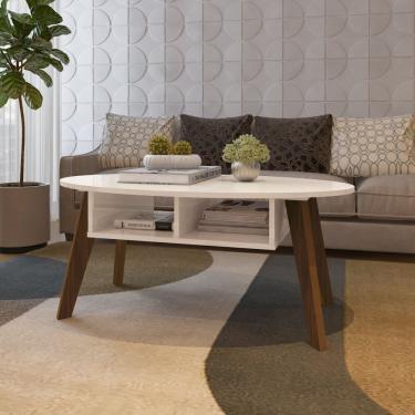 Imagem de Mesa De Centro Com Tampo Oval E Nichos Diva Cedro/off White