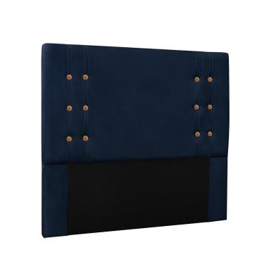 Imagem de Cabeceira Cama Box King 195cm com Recamier Gênova Suede Azul Marinho Estrutura Madeira...