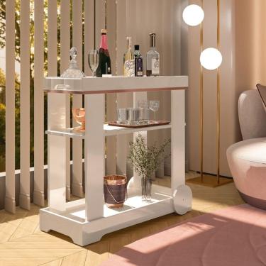 Imagem de Carrinho Bar Aparador Com Rodas Rosé Off White