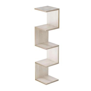 Imagem de Prateleira De Canto Lyra 4 Nichos Decorativos Carvalho Para Sala Quarto Livros