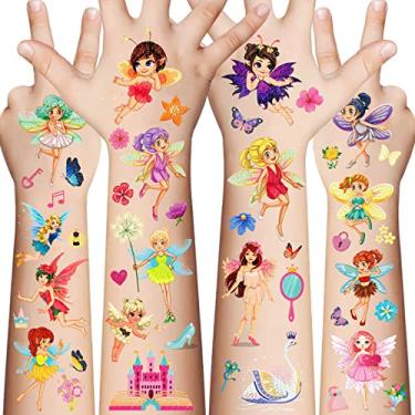 Imagem de AWINMAY Tatuagens Temporárias De Fadas Para Crianças - 145 Peças Com Glitter, Maquiagem Corporal E Facial, Adesivos Festas Aniversário, Lembrancinhas Feriado, Sacola Brindes 10 Folhas