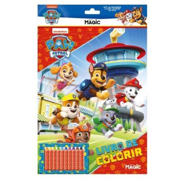 Imagem de Livro De Colorir E Atividades Patrulha Canina 12 Gis De Cera