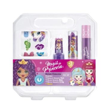 Imagem de Estojo de maquiagem infantil c/ Batom, gloss labial e esmalte Princesa
