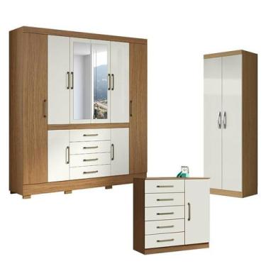 Imagem de Guarda Roupa Casal Nápole 2045149 e Armário Multiuso New 2000192 e Côm